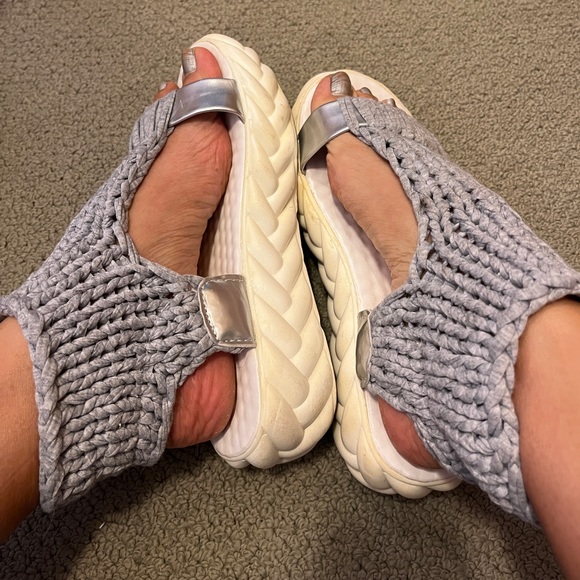 Knit Platform Sandal Crochet Shoes Gladiator Wedge Woven Boho Anthro Free People - Picture 4 of 9